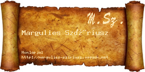 Margulies Szíriusz névjegykártya